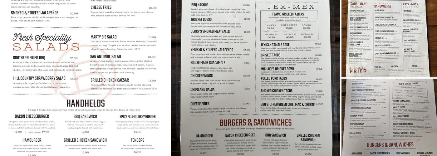 Marty B's Menu
