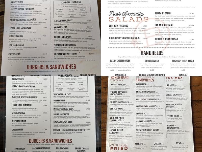 Marty B's Menu