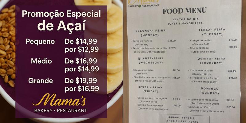 Mama's Bakery & Restaurant Menu