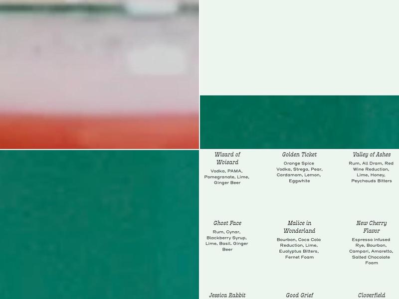 The Verdant Lady Menu