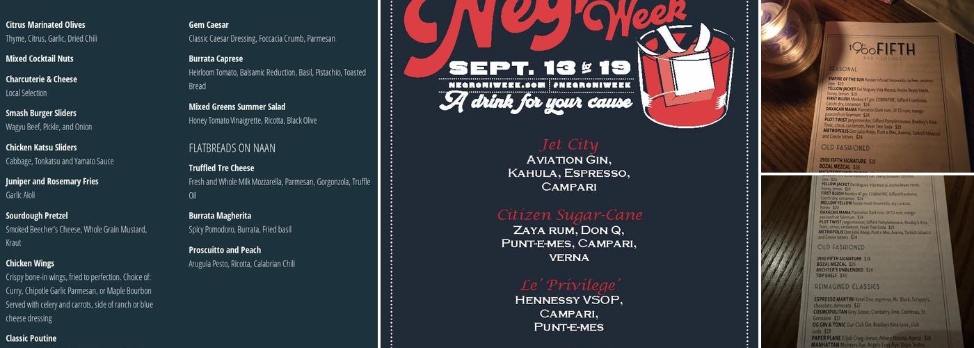 1900 Fifth Bar + Lounge Menu