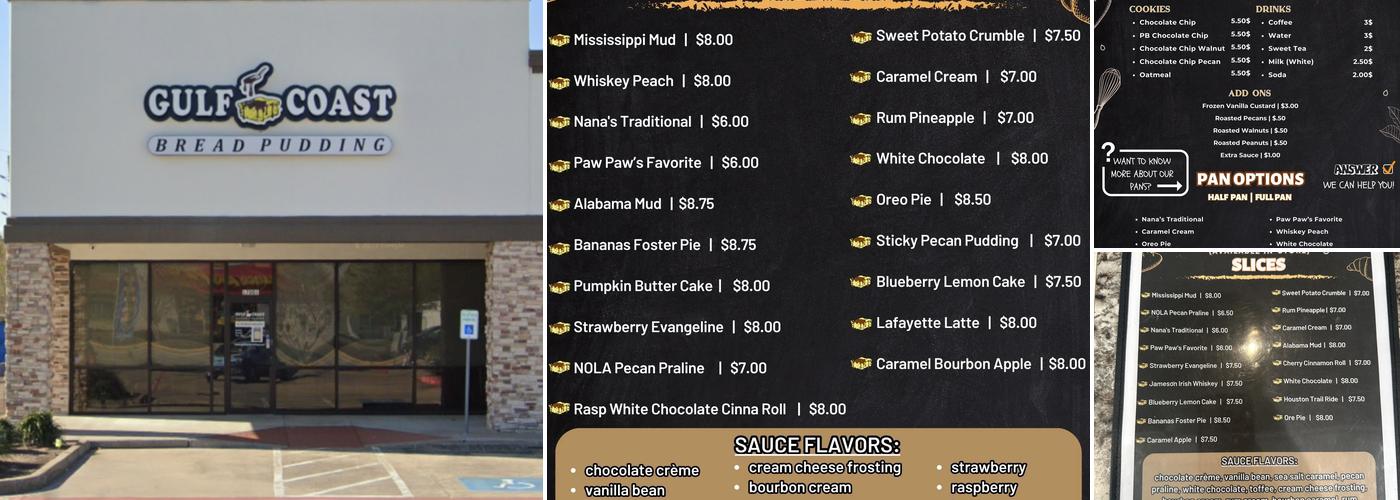 Gulf Coast Bread Pudding Menu