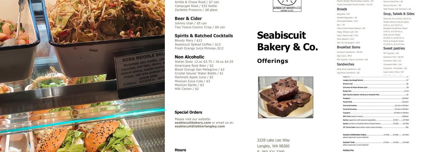 Seabiscuit Bakery Menu