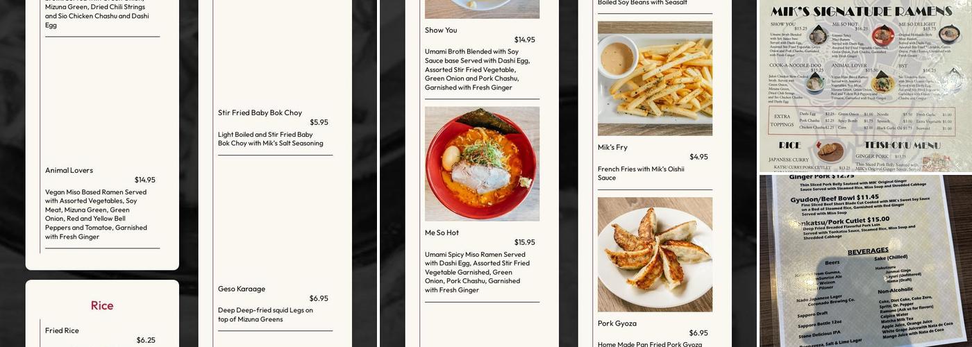 Ramen Mik Menu