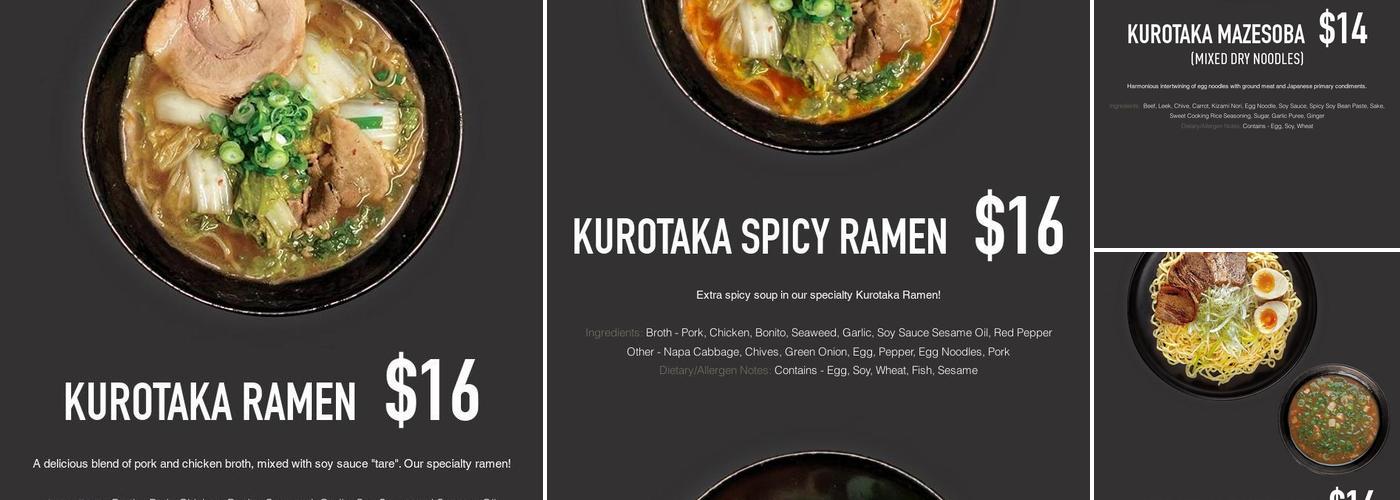 Kurotaka Ramen Menu