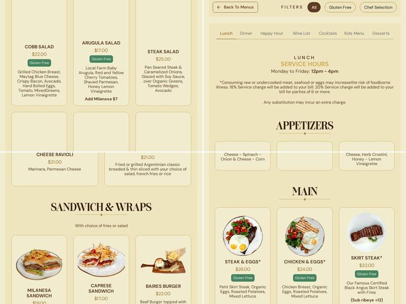 Baires Grill Miami Beach Menu