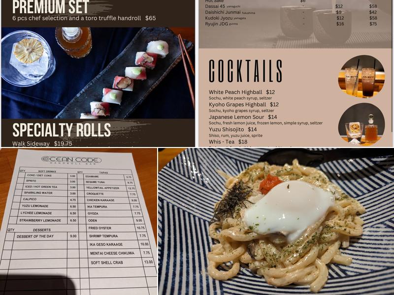 Ocean Code Handroll Bar Menu