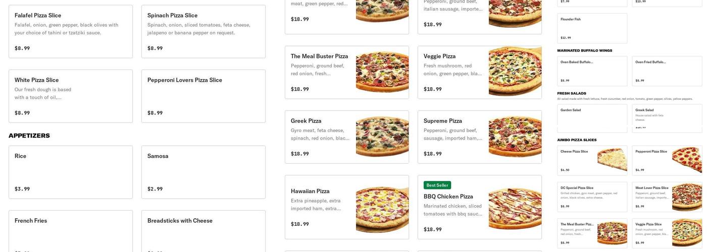 DC pizza and Kabob Menu