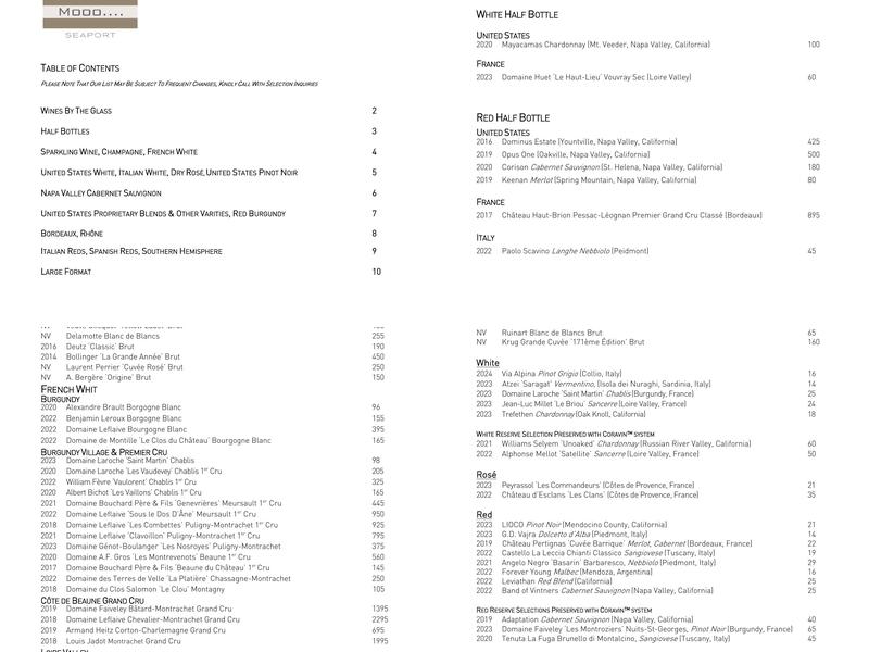 Mooo.... Seaport Menu