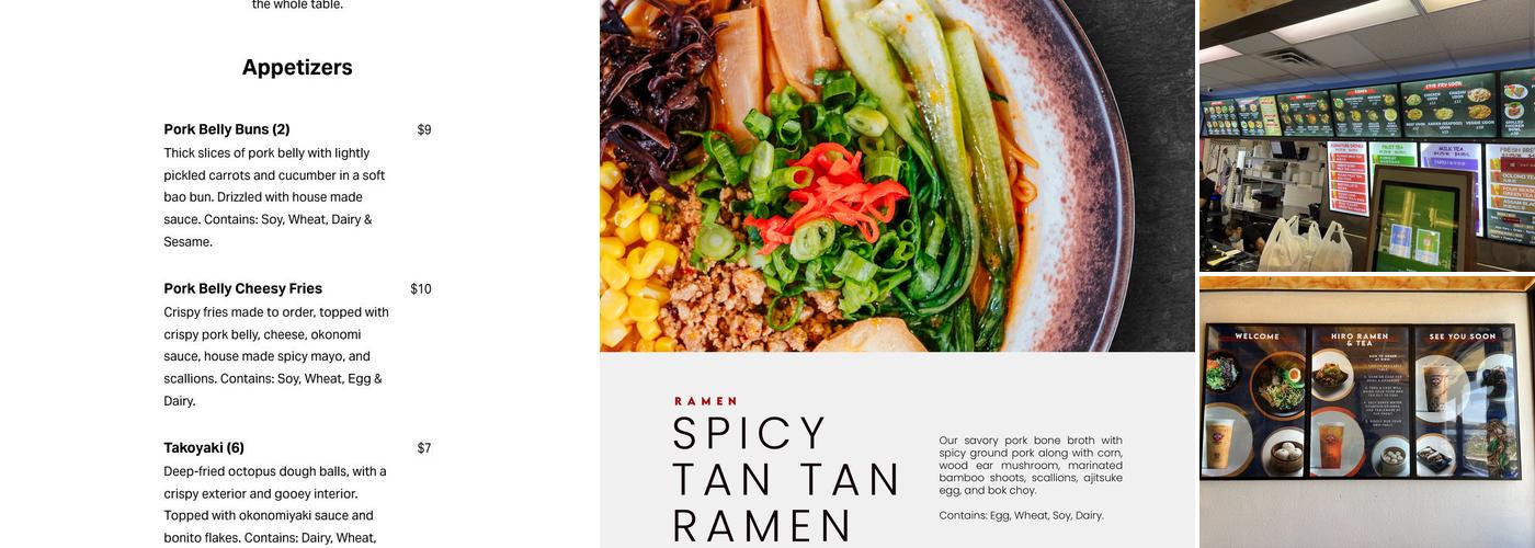 Hiro Ramen & Tea Menu