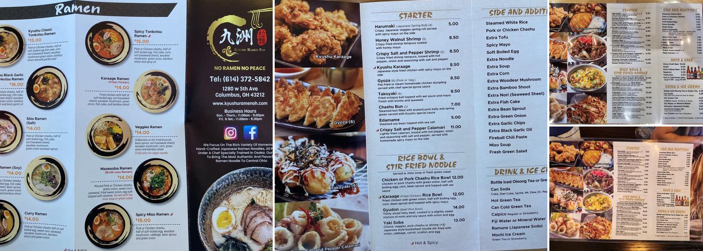 Kyushu Ramen Bar - Grandview Menu