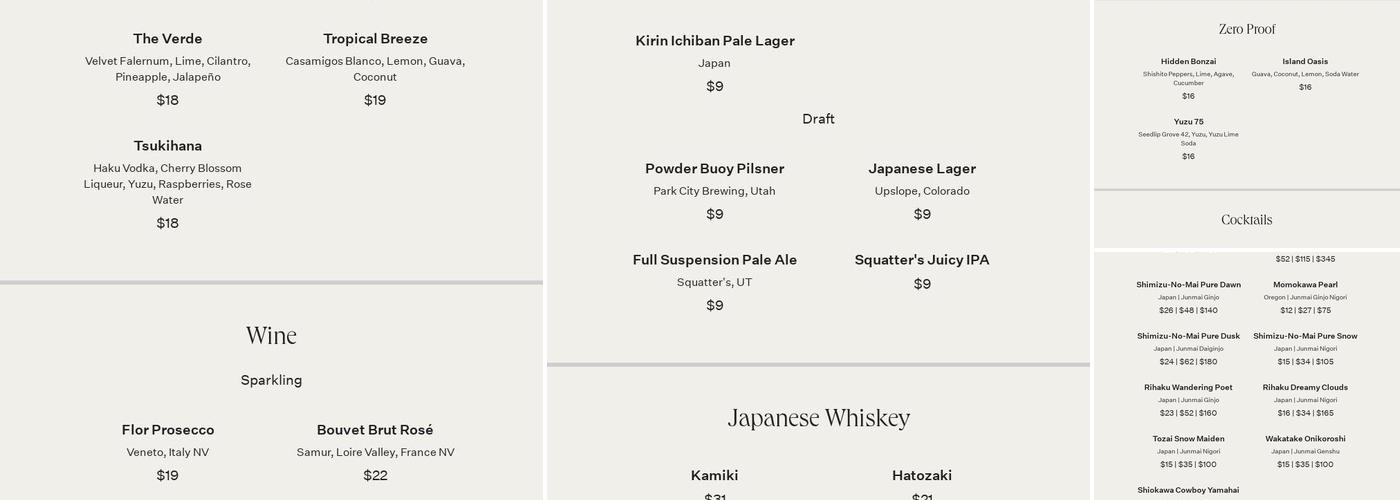 KITA Menu
