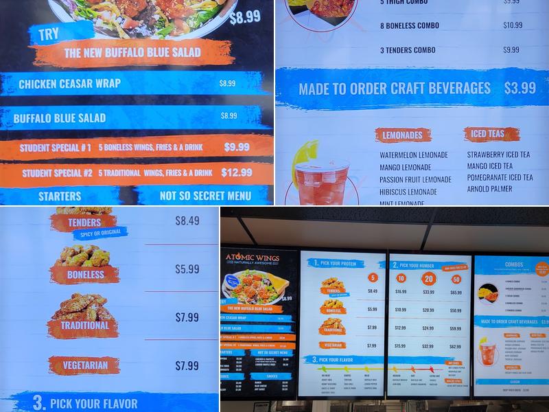 Atomic Wings Menu