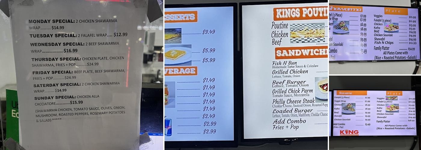 King Shawarma & Pizzeria Menu