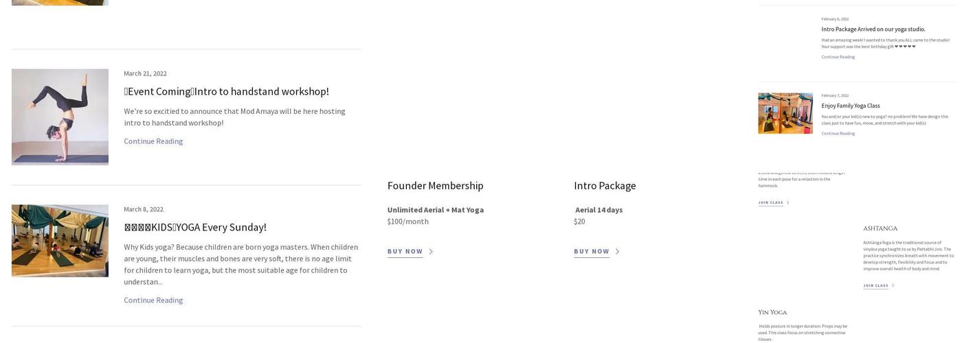 Bootea Flow Yoga Studio Menu