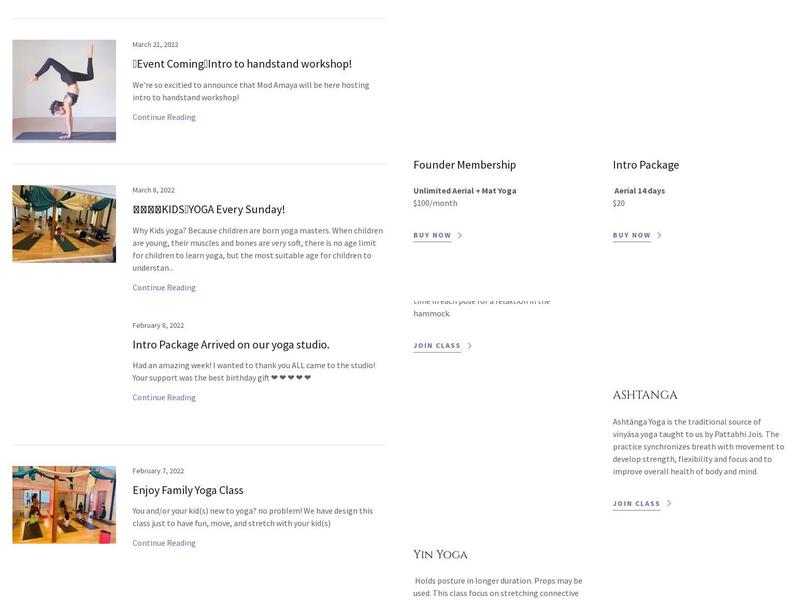 Bootea Flow Yoga Studio Menu