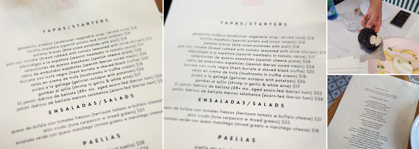 dos besos Menu