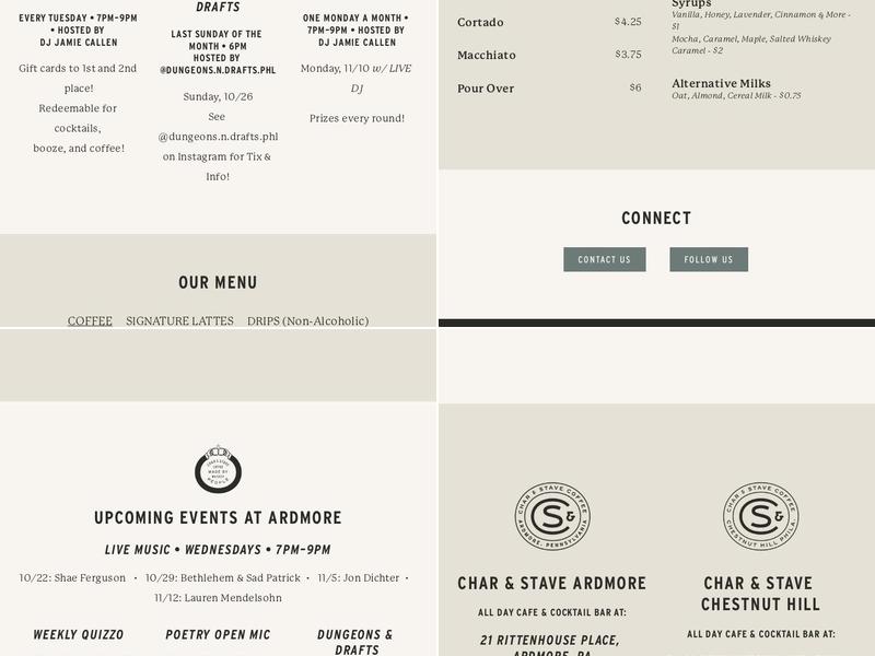 Char & Stave Menu