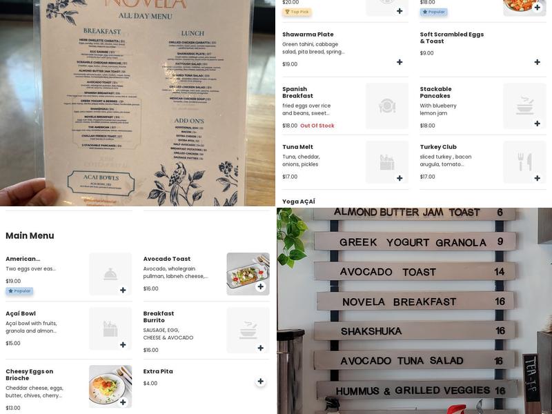 Novela Cafe Social Menu