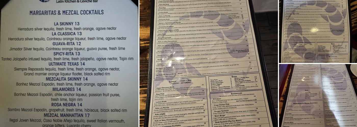 Pisco Latin Kitchen Menu