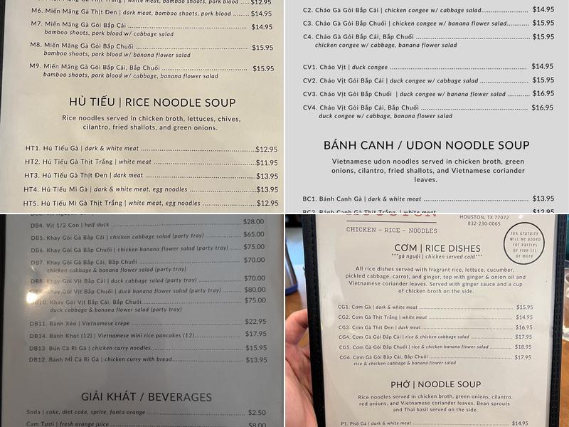 Cơm Gà Houston Menu