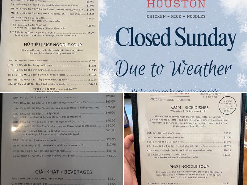 Cơm Gà Houston Menu