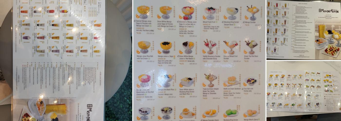 Mango Mango Dessert Menu