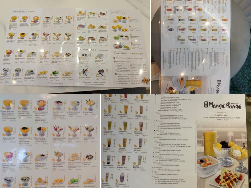 Mango Mango Dessert Menu