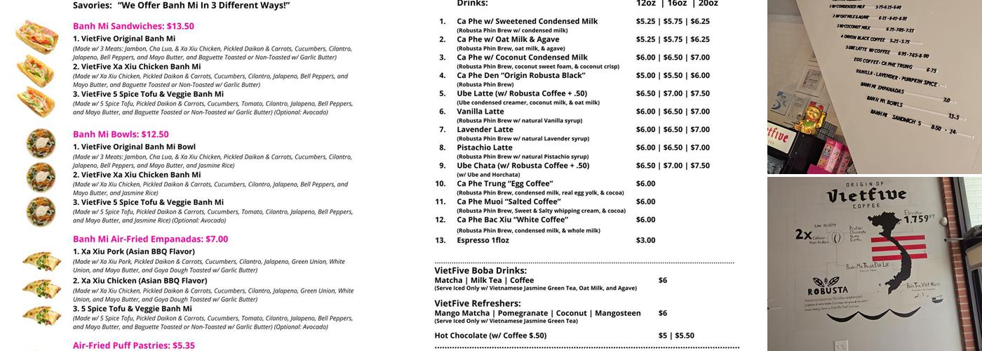 Vietfive Coffee - Chicago Menu