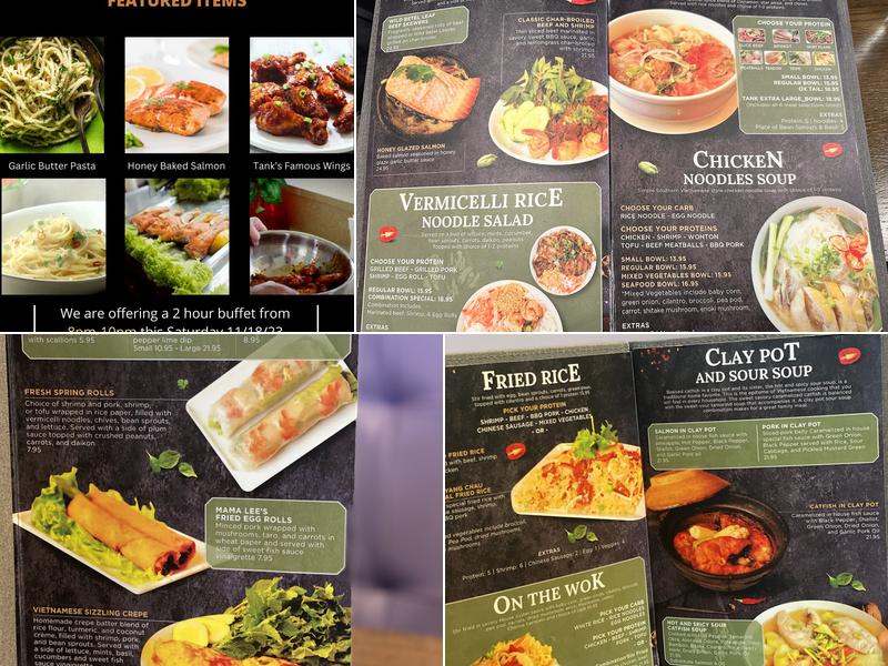 Tank Kitchen & Bar Menu