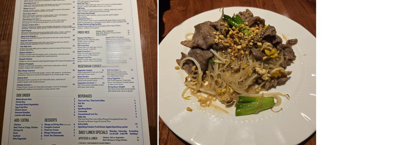 Blue Mango Menu