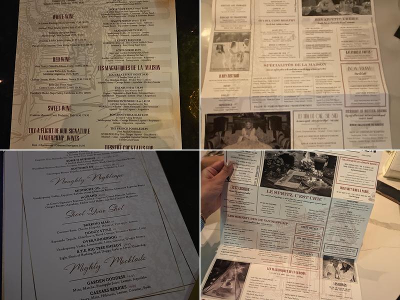 Vanderpump à Paris Menu