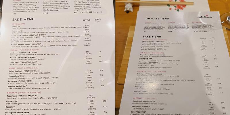 Sushi Blossoms - Omakase Sushi in Chelsea NYC Menu