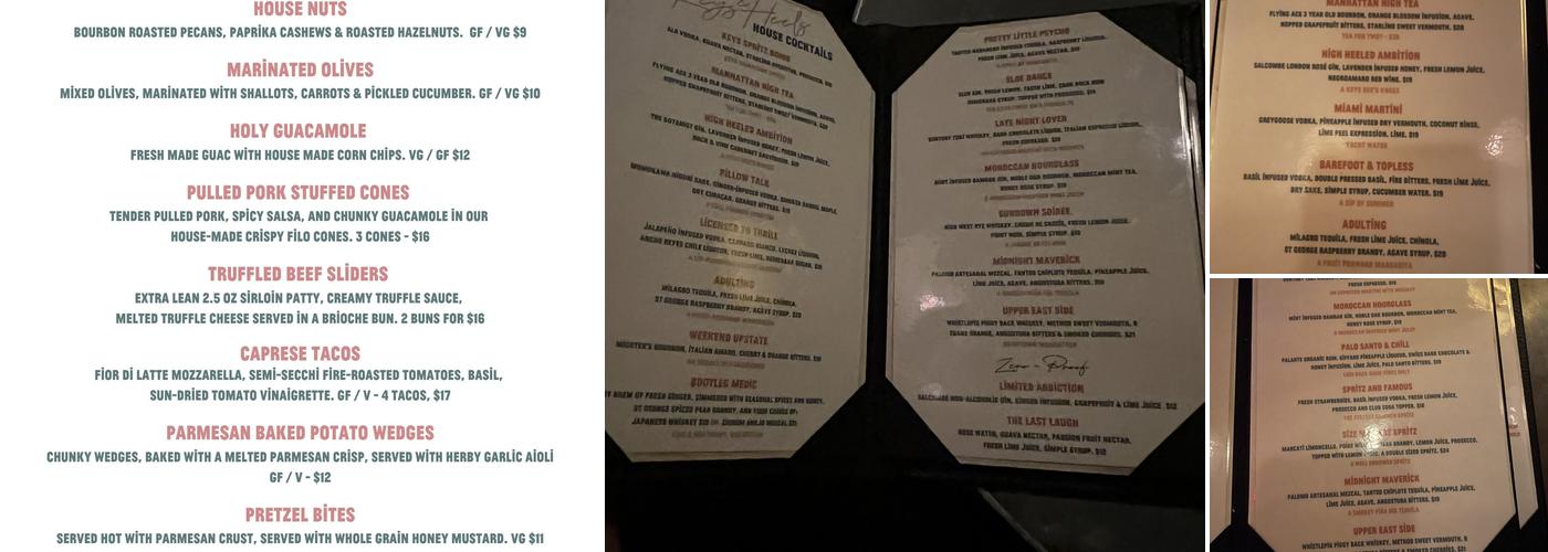 Keys & Heels Menu