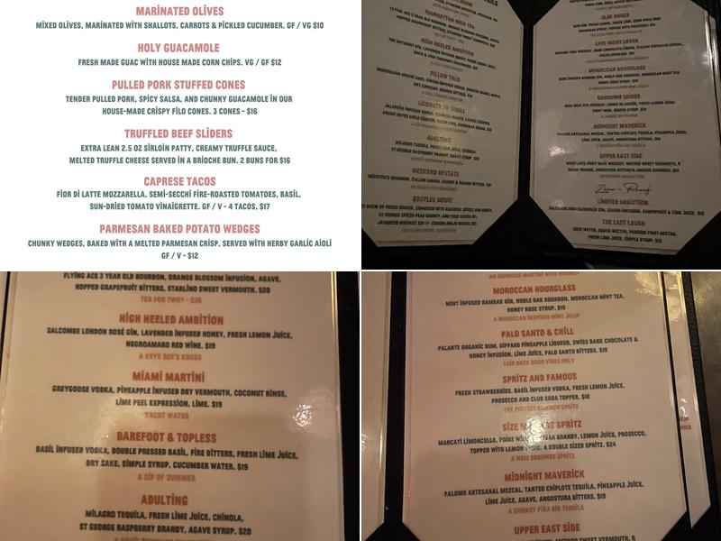 Keys & Heels Menu