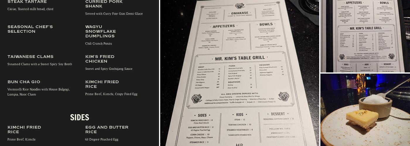 Mr. Kim's Menu