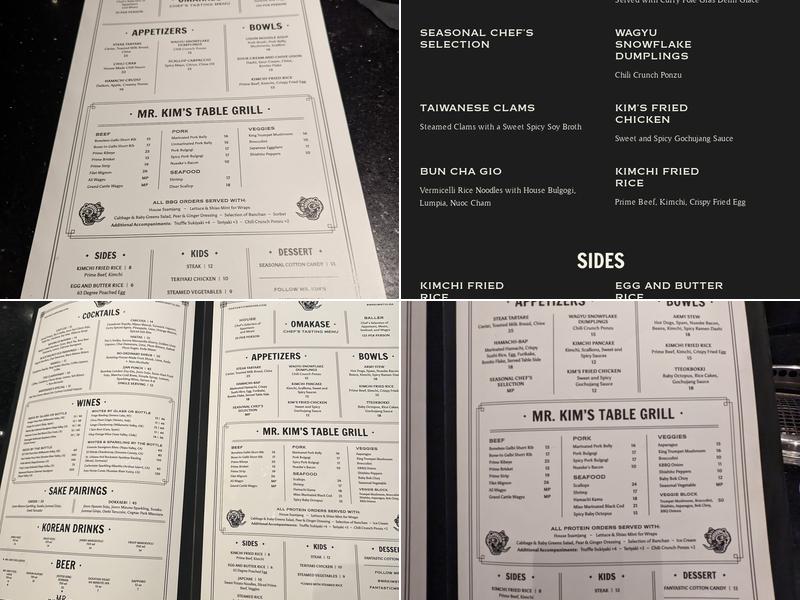 Mr. Kim's Menu