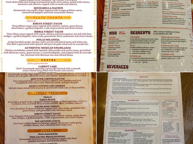 Maria Bonita Restaurant Menu