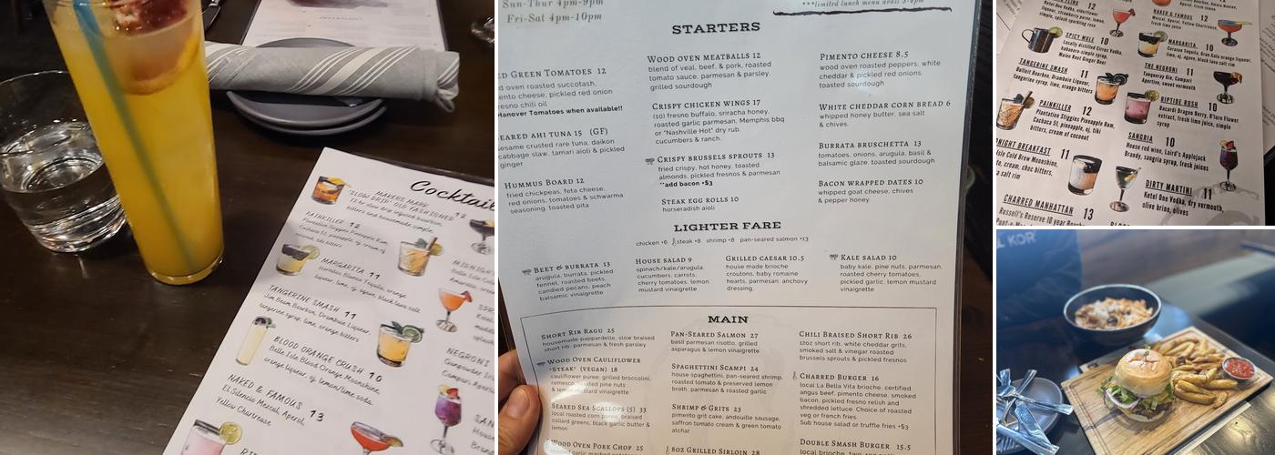 Charred Hanover Menu