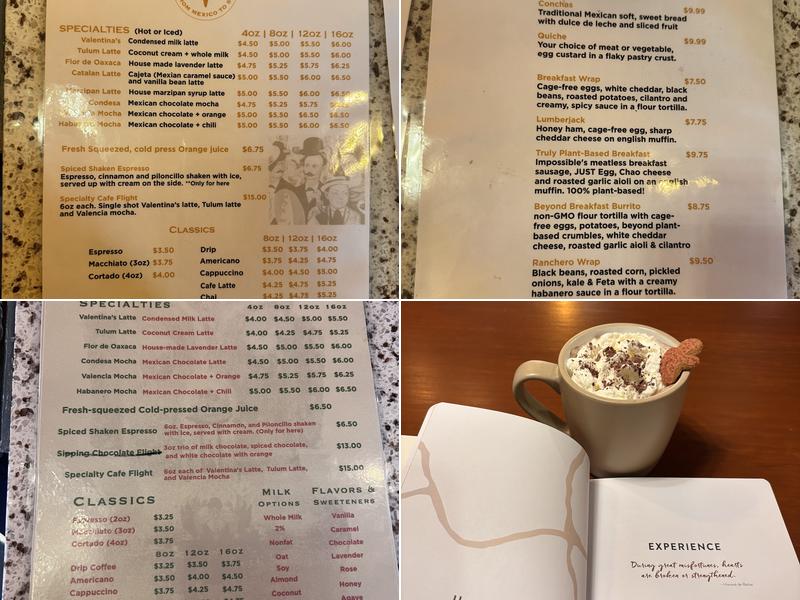 Valentinas Cafe Menu