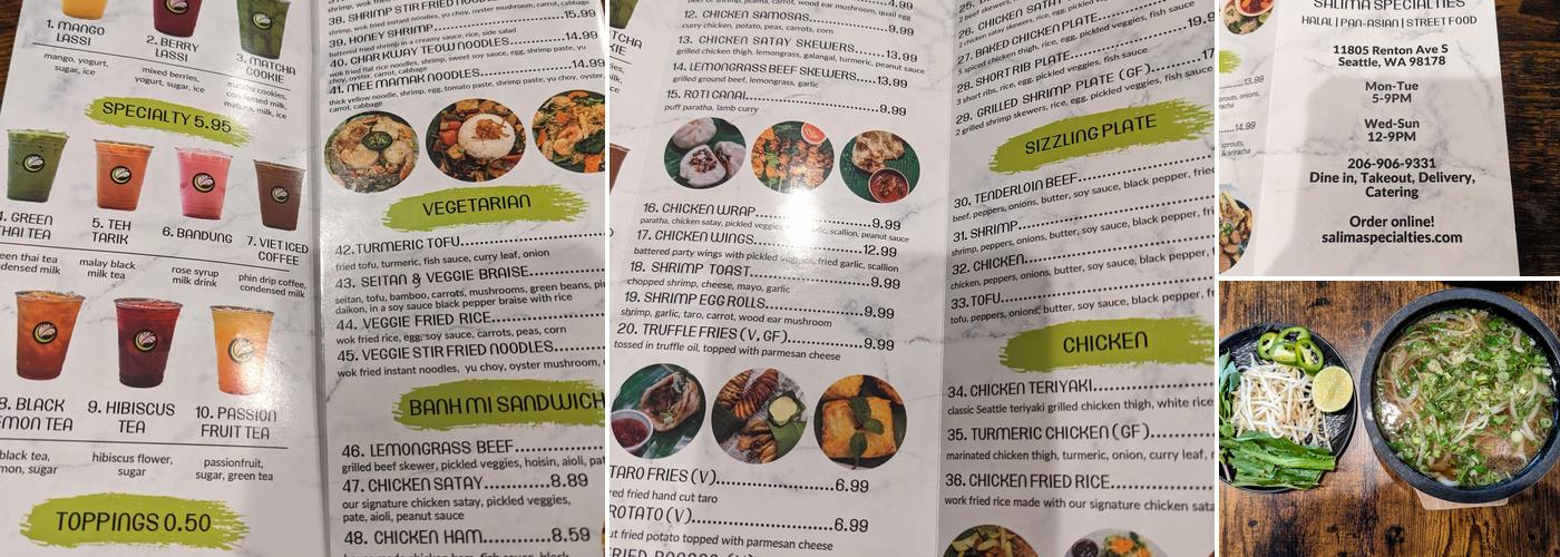 Salima Specialties Menu