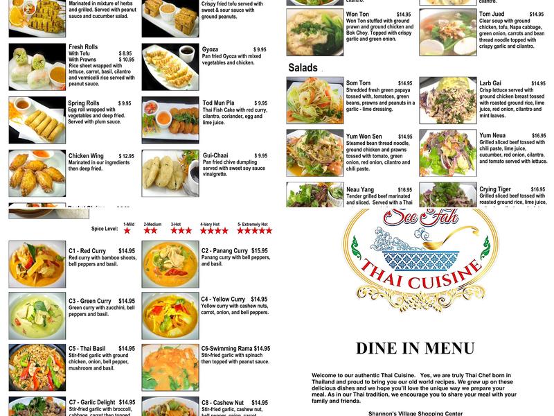 See Fah Thai Cuisine Menu