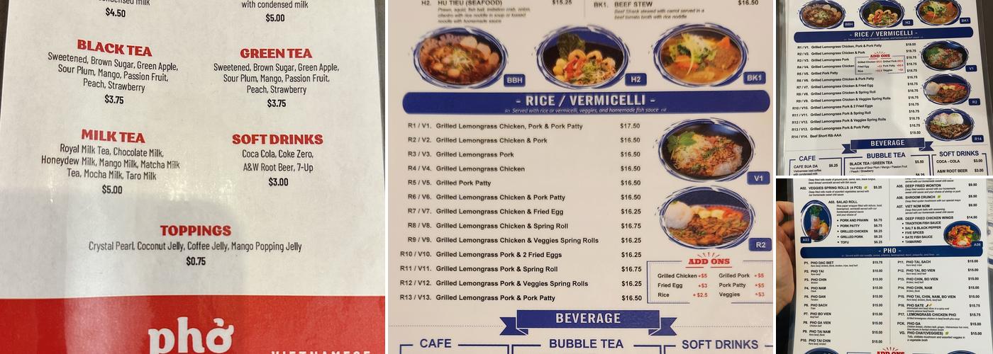 Pho Den Menu