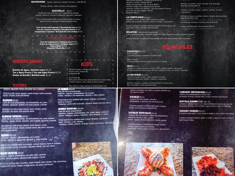 Sushi Gon Estilo Sinaloa - Mariscos Menu