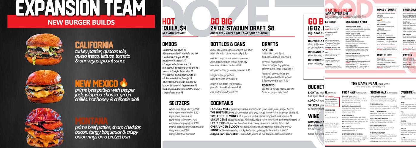 Over/Under Sports Bar Menu