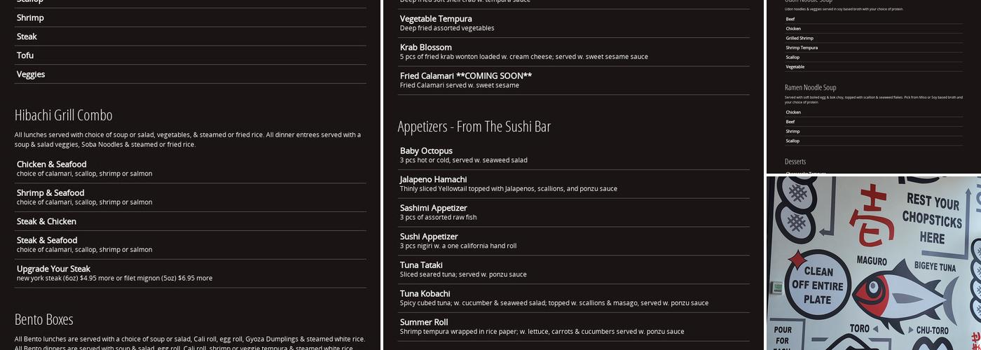 Kyoto - Colonial & Bumby Menu