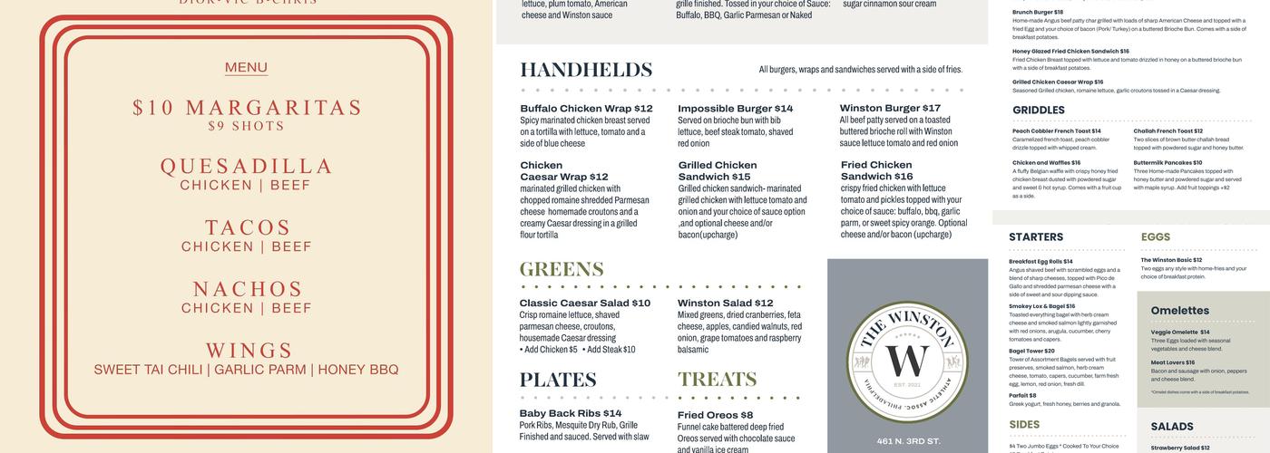 The Winston Social Club Menu