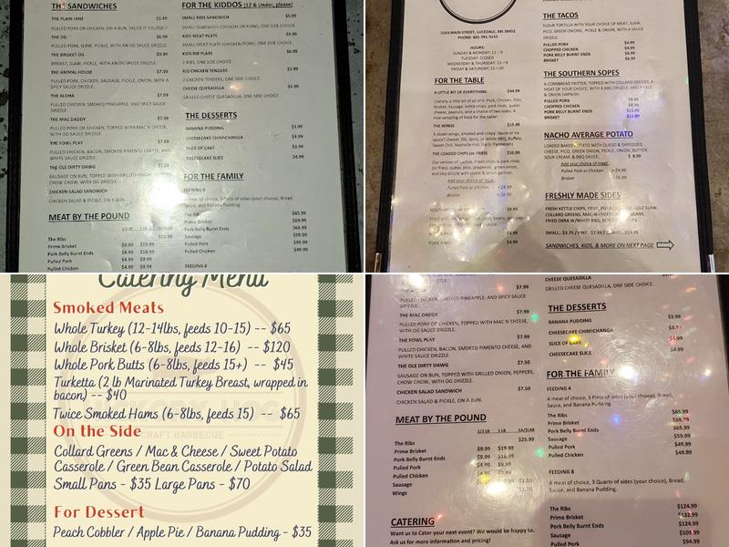 Hickory Hog Menu