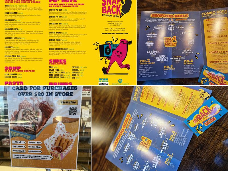 Snap Back Seafood Menu