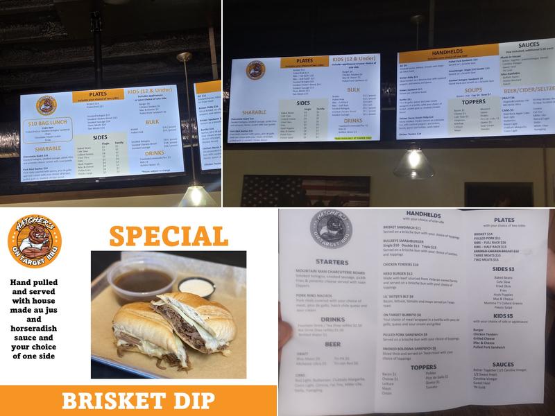 Hatcher's On Target BBQ Menu
